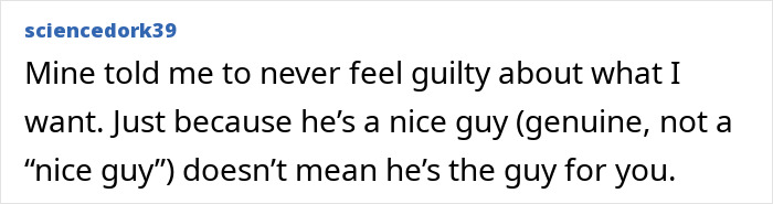 Online post about common dating mistakes showing that a nice guy is not always the right partner. Online post about common dating mistakes showing that a nice guy is not always the right partner.