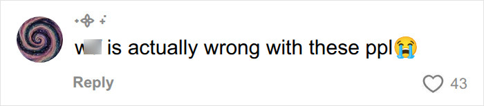 A social media comment with a crying emoji, asking what's wrong with people, regarding Racist Karen. A social media comment with a crying emoji, asking what's wrong with people, regarding Racist Karen.