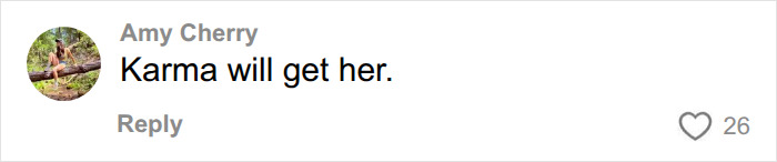 A comment stating Karma will get her, regarding the arrest of Racist Karen in San Jose. A comment stating Karma will get her, regarding the arrest of Racist Karen in San Jose.