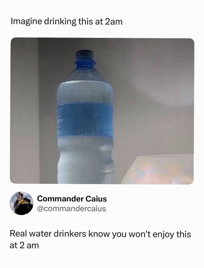 Meme about cold water at 2 am real water drinkers won't enjoy