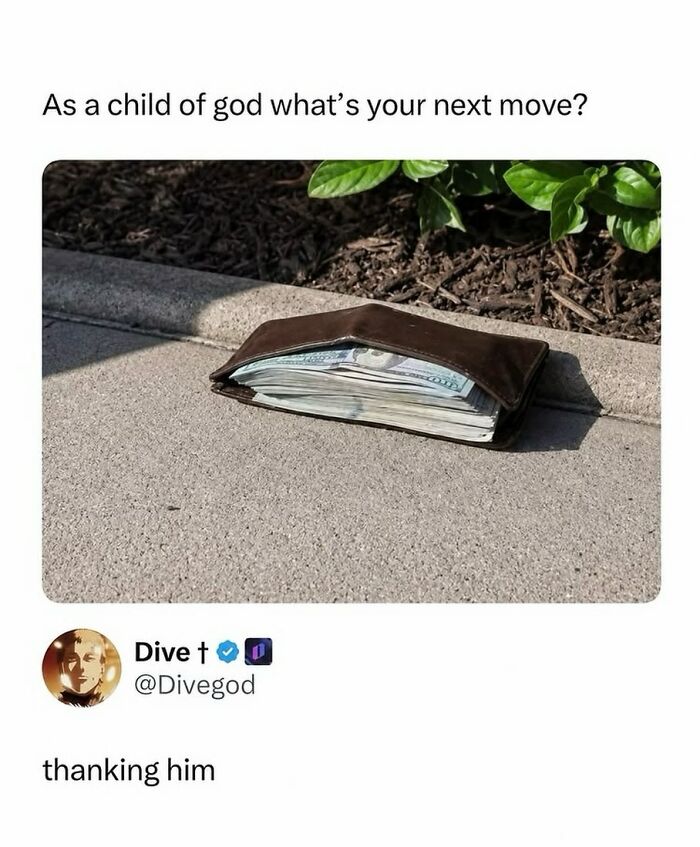 Meme showing a thick wallet with money as a funny meme about next move
