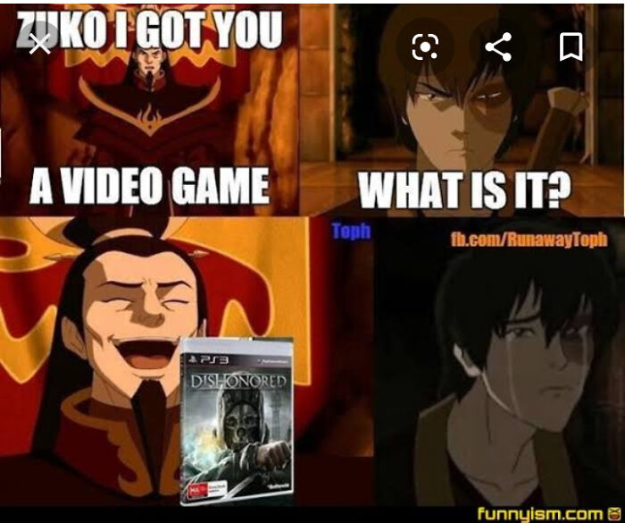An Avatar The Last Airbender cringe meme about Zuko and his lack of honor.