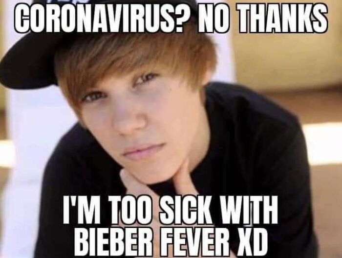 A cringe meme of young Justin Bieber with text about Bieber Fever