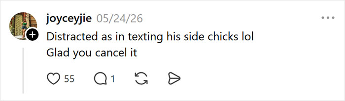 A social media comment suggesting the weird text before a date indicates the person is distracted. A social media comment suggesting the weird text before a date indicates the person is distracted.