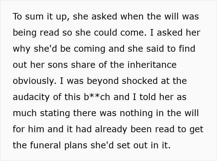 Text snippet revealing a shocking demand from an ex-girlfriend about inheritance, highlighting inheritance drama. Text snippet revealing a shocking demand from an ex-girlfriend about inheritance, highlighting inheritance drama.