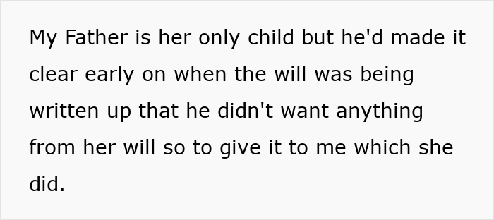 Screenshot of text explaining a father's decision to give up his inheritance in a will, impacting inheritance drama. Screenshot of text explaining a father's decision to give up his inheritance in a will, impacting inheritance drama.