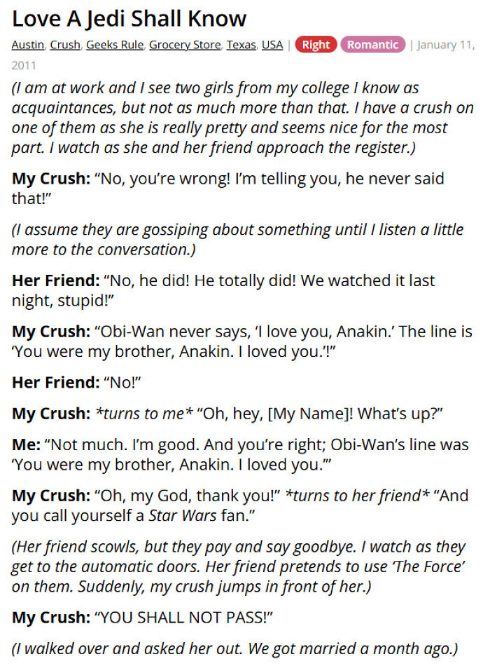 Funny customer story about Star Wars line mix-up and business interaction