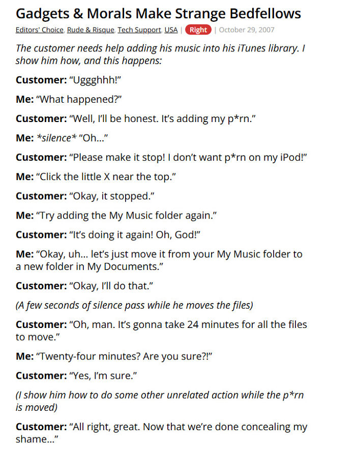 Customer seeks help adding music to iTunes library in tech support scenario