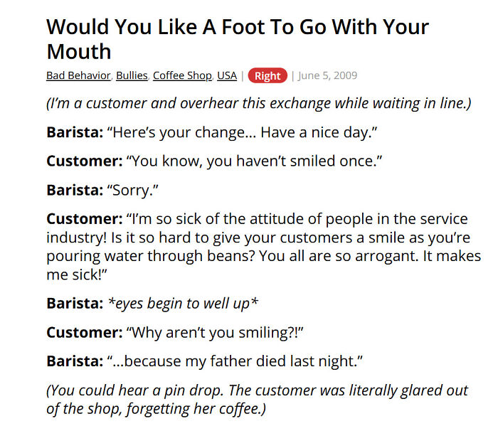 Barista upset as rude customer demands smile at coffee shop