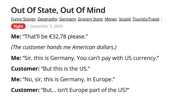 Customer confused about currency at grocery store in Germany