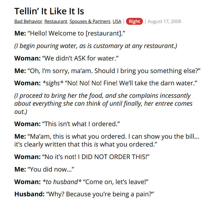 Customer complains about incorrect order at restaurant with bad behavior