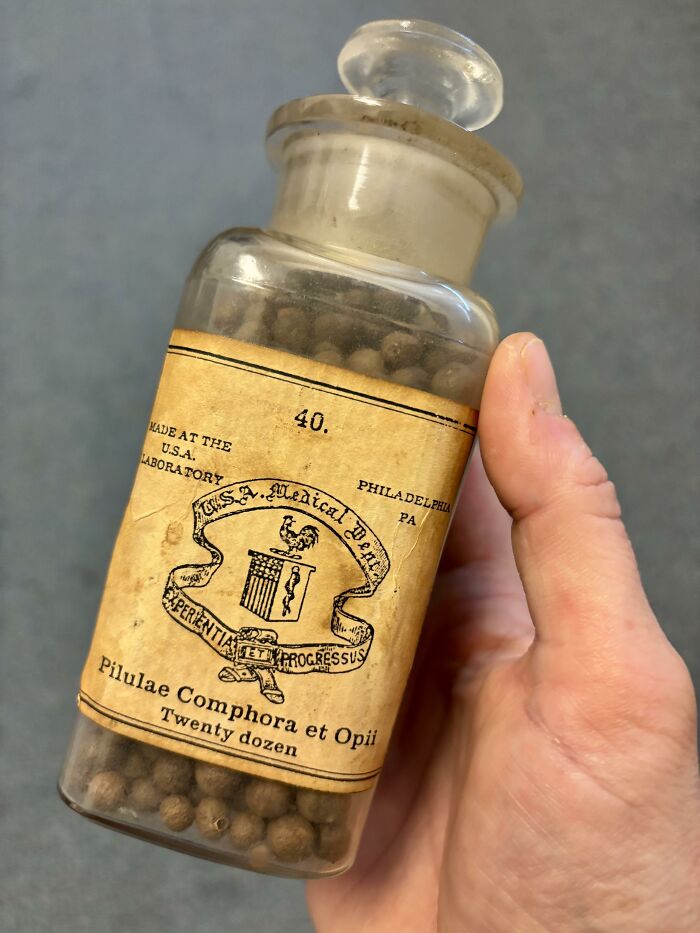 Vintage medicine bottle from the USA Medical Department showing how medicine has changed