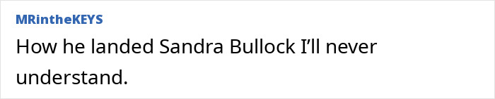 A social media comment about Sandra Bullock's relationship amidst Jesse James cheating. A social media comment about Sandra Bullock's relationship amidst Jesse James cheating.