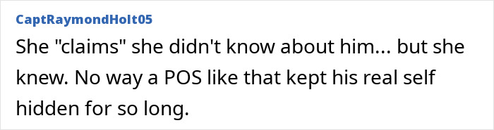 Screenshot of a comment from CaptRaymondHolt05 discussing Sandra Bullock and Jesse James cheating, suggesting she knew about his real self. Screenshot of a comment from CaptRaymondHolt05 discussing Sandra Bullock and Jesse James cheating, suggesting she knew about his real self.
