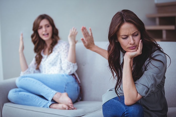 Two women having a heated discussion about a 14YO who wore her aunt's sapphire engagement ring.