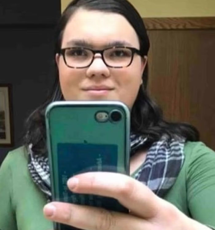 Artemis Langford taking a selfie, central figure in the sorority controversy.