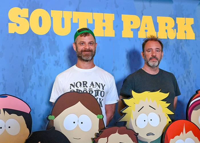 Creators Trey Parker and Matt Stone at a South Park event, discussing their Trump dig that backfired with fans. Creators Trey Parker and Matt Stone at a South Park event, discussing their Trump dig that backfired with fans.