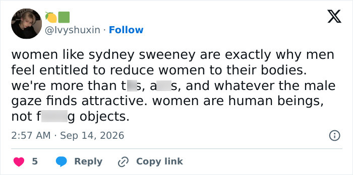 Tweet against Sydney Sweeney, a poignant response after betting ad campaign backlash. Tweet against Sydney Sweeney, a poignant response after betting ad campaign backlash.
