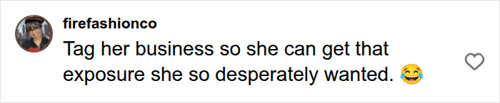 A comment suggesting to tag the childhood bully's business to give her the 'exposure' she wanted from the hairdresser.