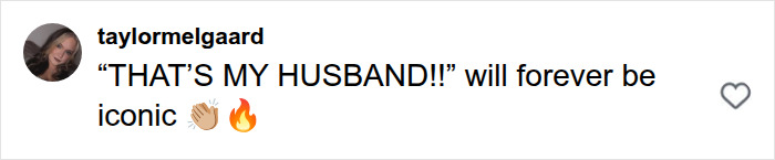 Social media post praising Taylor Swift for her That is My Husband moment Social media post praising Taylor Swift for her That is My Husband moment
