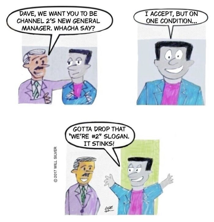 A comic by Will Silver featuring a man accepting a general manager position, with a witty condition.