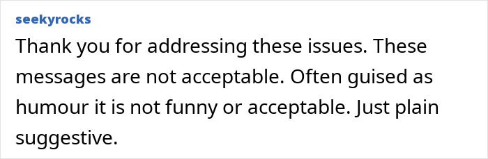 Supportive comment for viral mom's stance on removing girls' t-shirt with inappropriate messages. Supportive comment for viral mom's stance on removing girls' t-shirt with inappropriate messages.