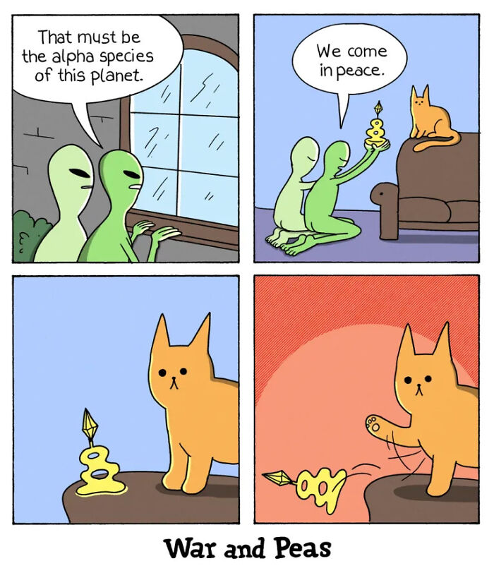 50 Hilarious Cat Comics By ‘War And Peas’ That Capture The Chaos Of Living With Feline