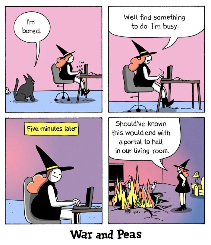 50 Hilarious Cat Comics By ‘War And Peas’ That Capture The Chaos Of Living With Feline
