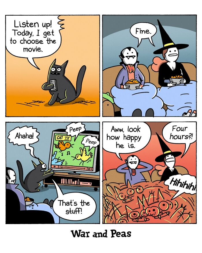 50 Hilarious Cat Comics By ‘War And Peas’ That Capture The Chaos Of Living With Feline