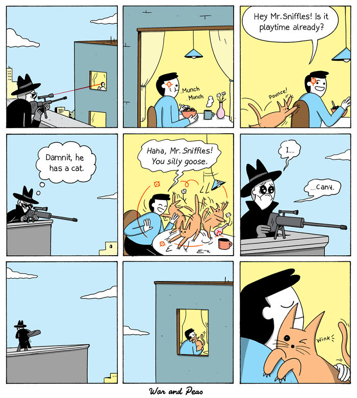 50 Hilarious Cat Comics By ‘War And Peas’ That Capture The Chaos Of Living With Feline