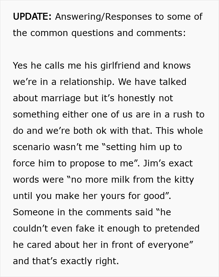 UPDATE to the story of a girlfriend hurt by a guy who won't say I love you or marry her.