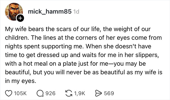 Woman says she's prettier than your wife; instead, it created a massive wife appreciation thread.
