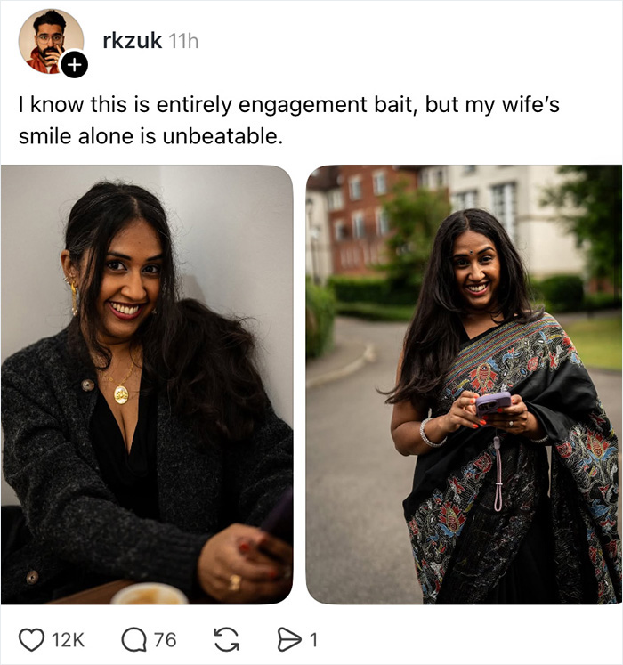 A woman is prettier than your wife, celebrating a massive wife appreciation thread with her beautiful smile.