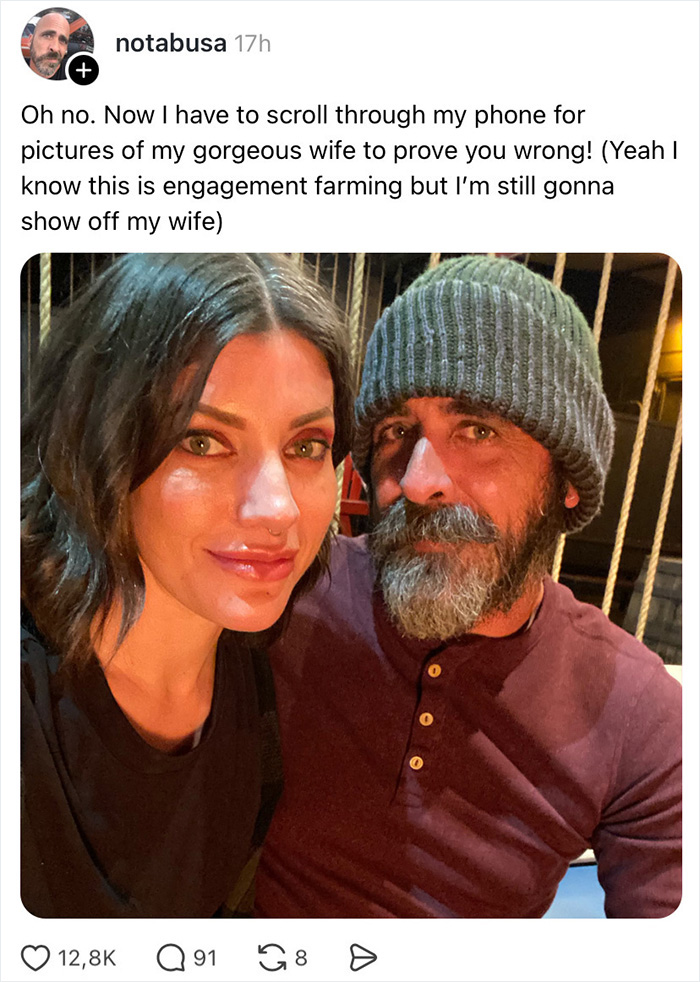 A man and woman posing for a selfie, showing off his gorgeous wife in a wife appreciation thread.