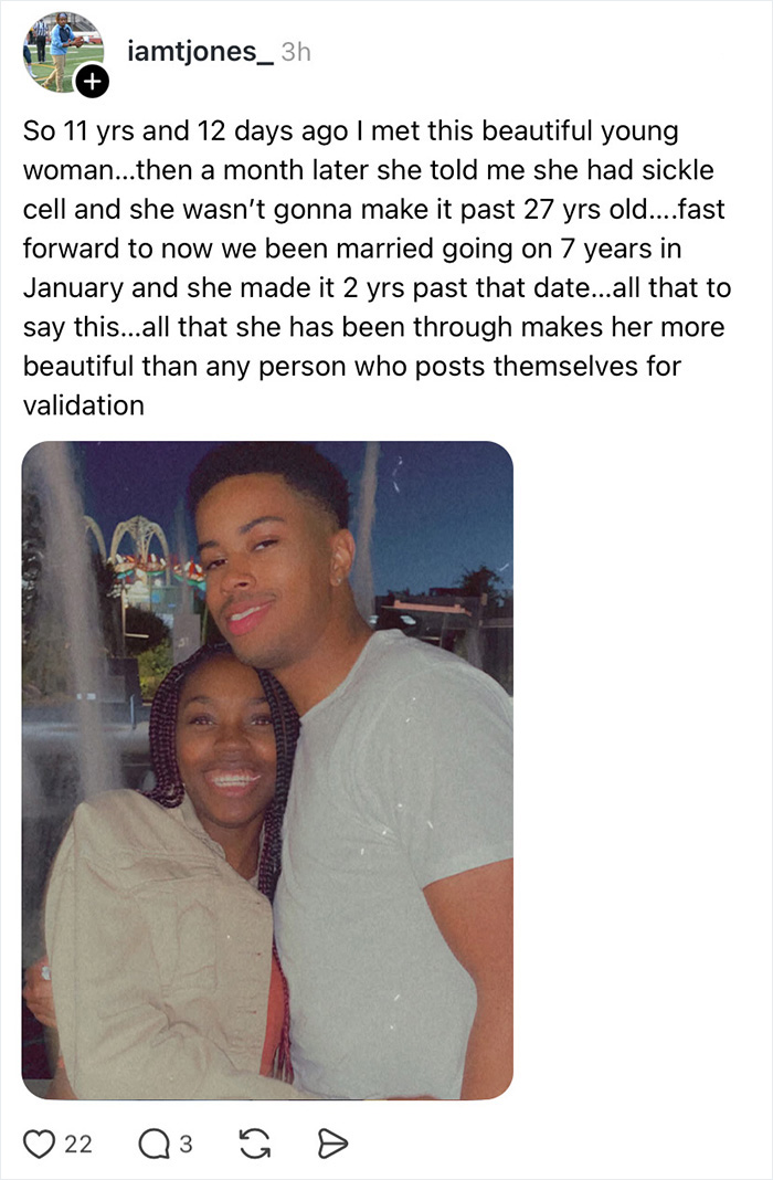 A man and a woman smiling, sharing a moment, reflecting on a wife appreciation thread.