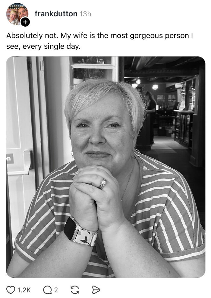 A black and white portrait of a woman, shared in a wife appreciation thread.