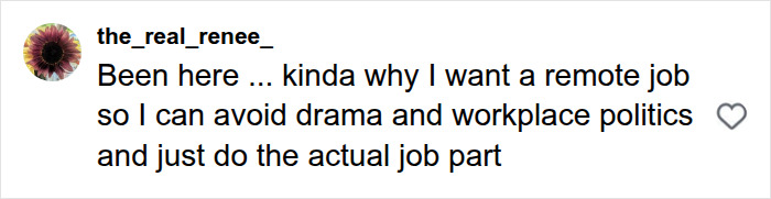 Social media comment on the challenges faced by women with Autism and ADHD, preferring remote work to avoid politics.