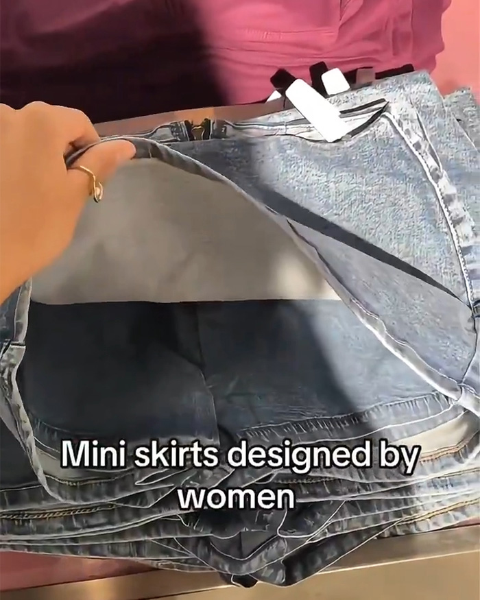 Stack of mini skirts designed by women, with inner shorts for comfort, a clever gadget. Stack of mini skirts designed by women, with inner shorts for comfort, a clever gadget.