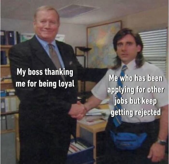The Office meme about boss thanking loyal employee who is applying for other jobs