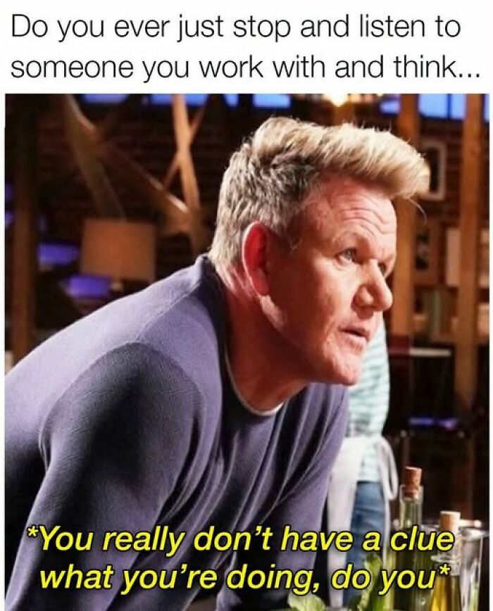 Gordon Ramsay meme about coworkers not knowing what they're doing at work