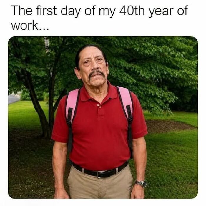 Man standing outdoors on first day of 40th year of work