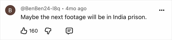 A screenshot of a YouTube comment: Maybe the next footage will be in India prison, about a YouTuber's dangerous island travel.