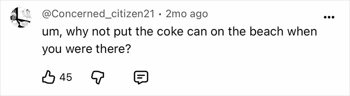 A YouTube comment asking about a Coke can on one of the most dangerous islands in the world.