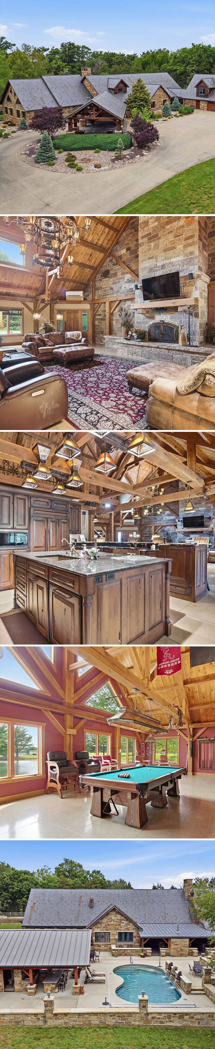 Massive rustic stone and timber lodge on Zillow Gone Wild