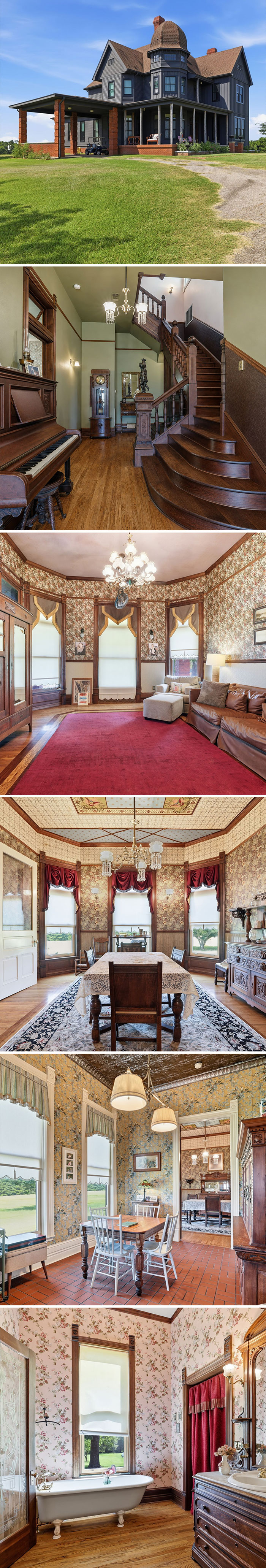 Grand historic dark-blue Victorian house on Zillow Gone Wild