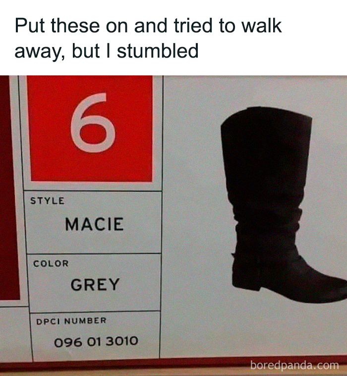 Random memes image of black boots style Macie in grey color