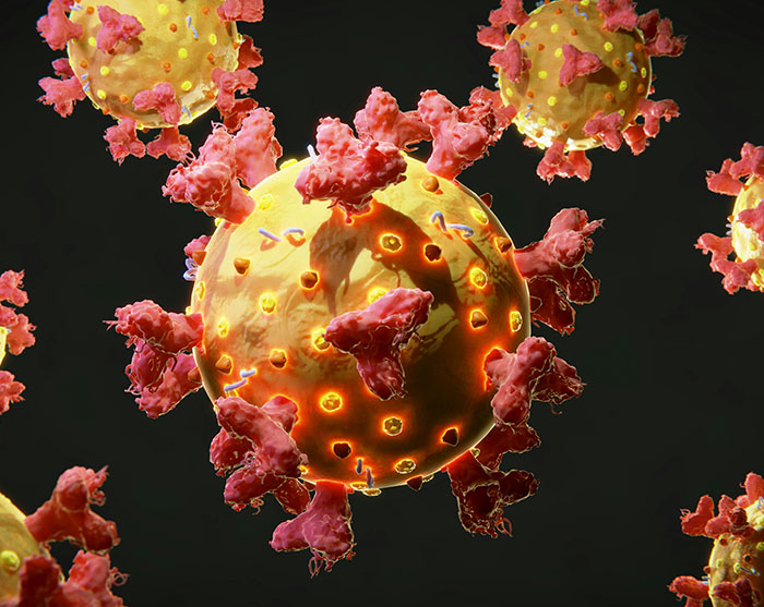 A microscopic 3D illustration of a virus particle associated with rising cancer rates. A microscopic 3D illustration of a virus particle associated with rising cancer rates.