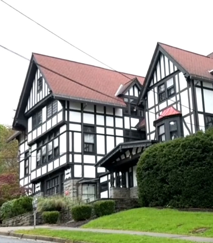 A Tudor-style building related to the Cornell 7 scandal.