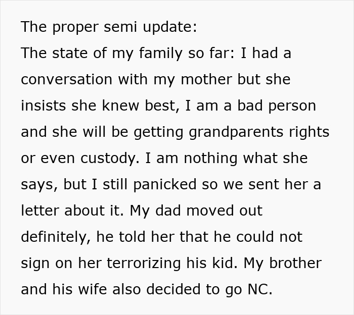 Family update text after sister helps ex cross boundary during drama