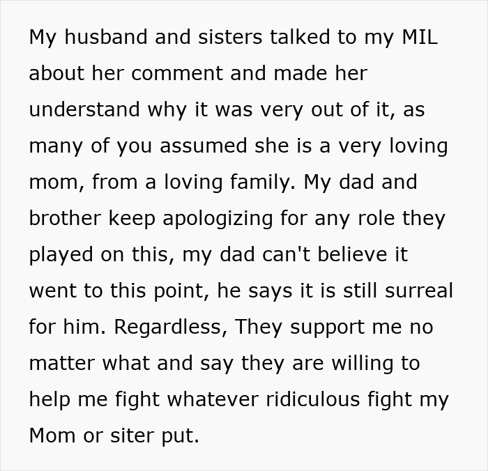 A text screenshot about a family offering support when a guy keeps pursuing ex.